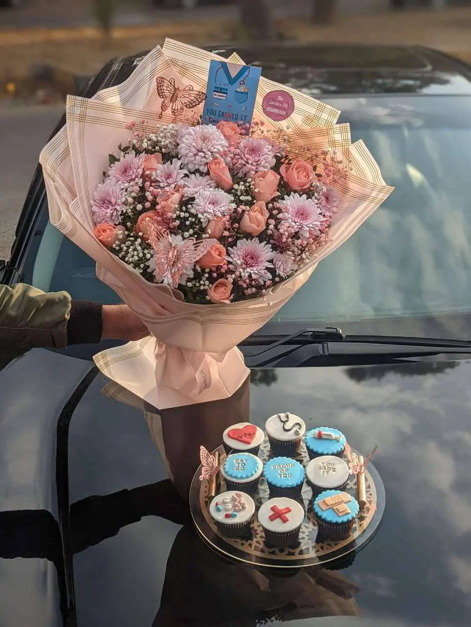 The LuvBox PK β Pink Bliss Cupcake & Bouquet Combo