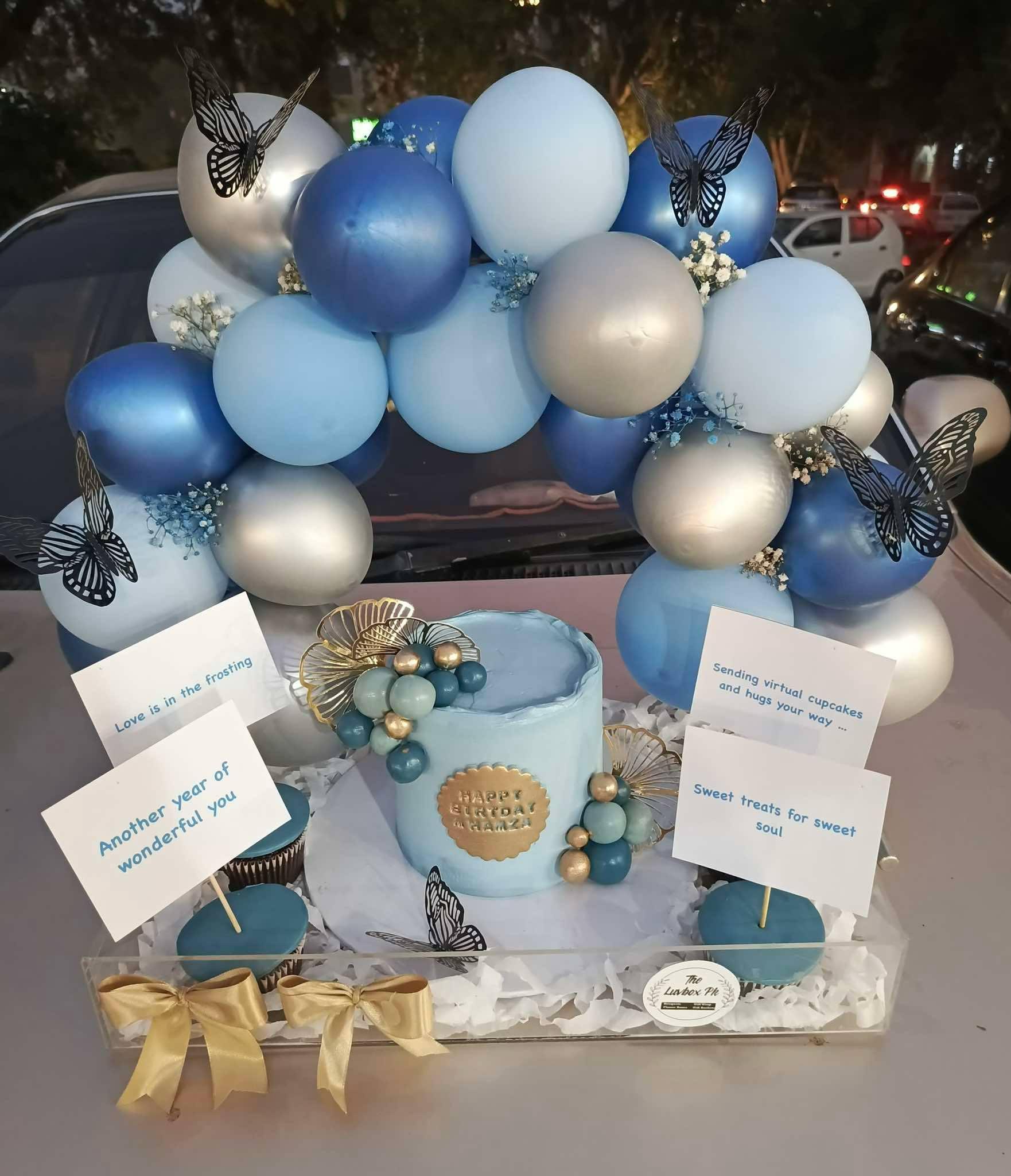 Luxe Acrylic Tray with Balloon Arch for Him