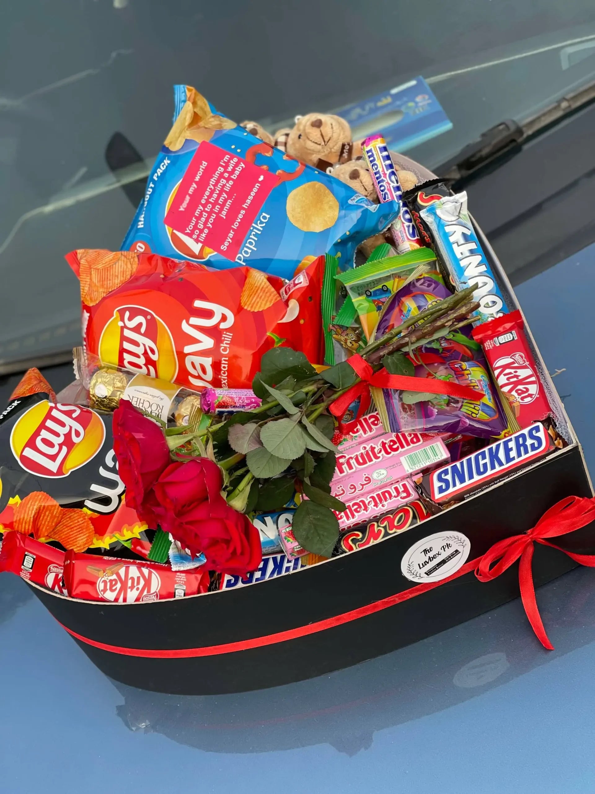 The LuvBox PK – Heart-Shaped Snack & Rose Box