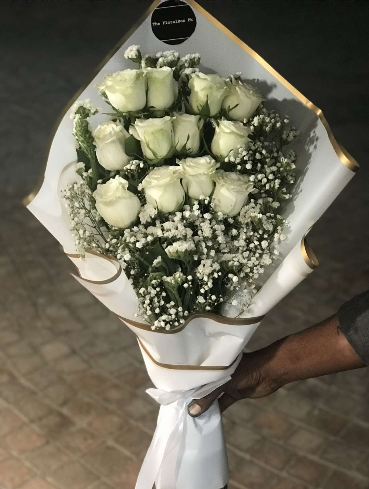 White Grace – Elegant White Rose Bouquet for Him