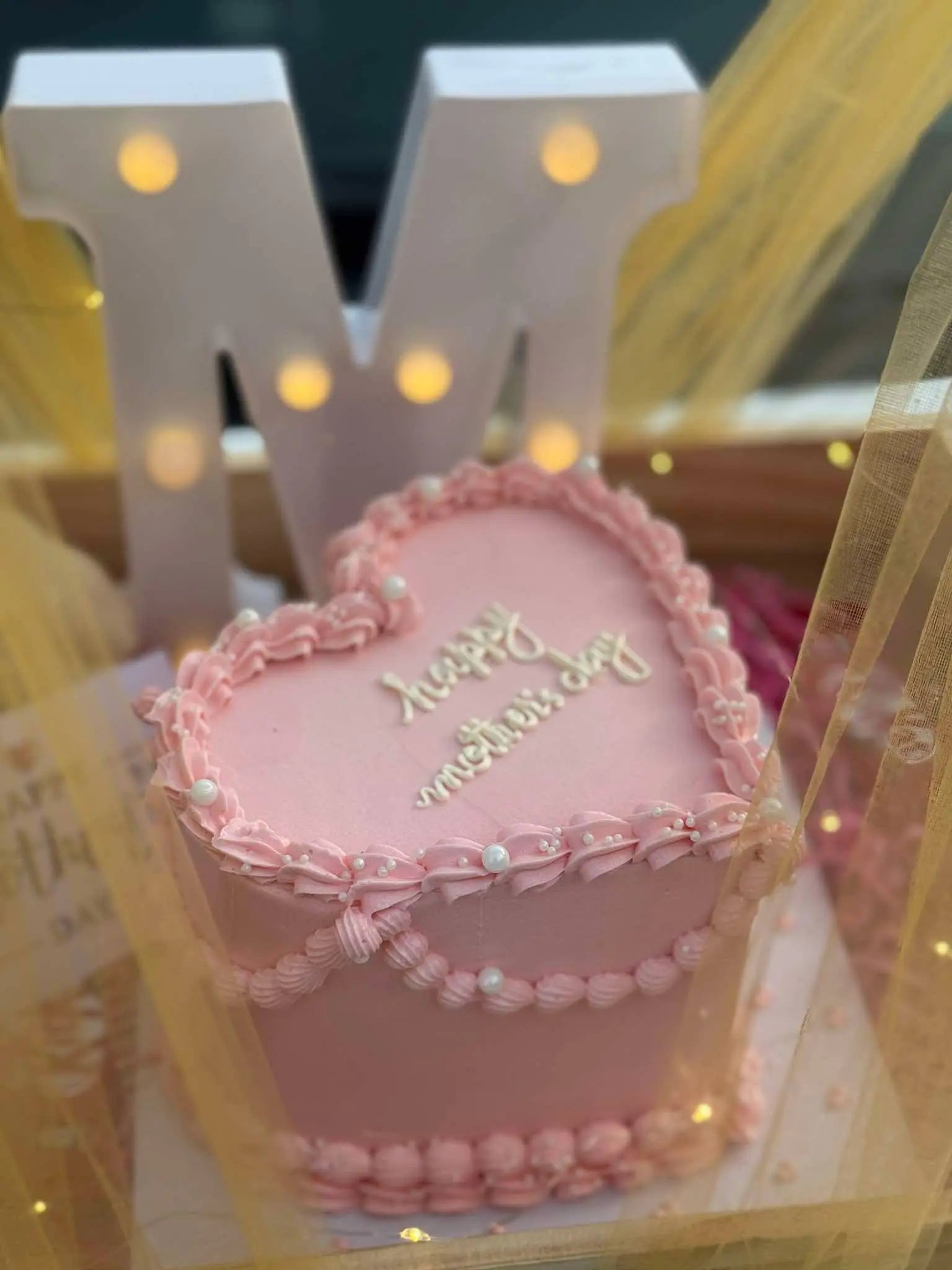 Heartful Moments Basket – Cake, Bear & Chocolates in Wooden Tray