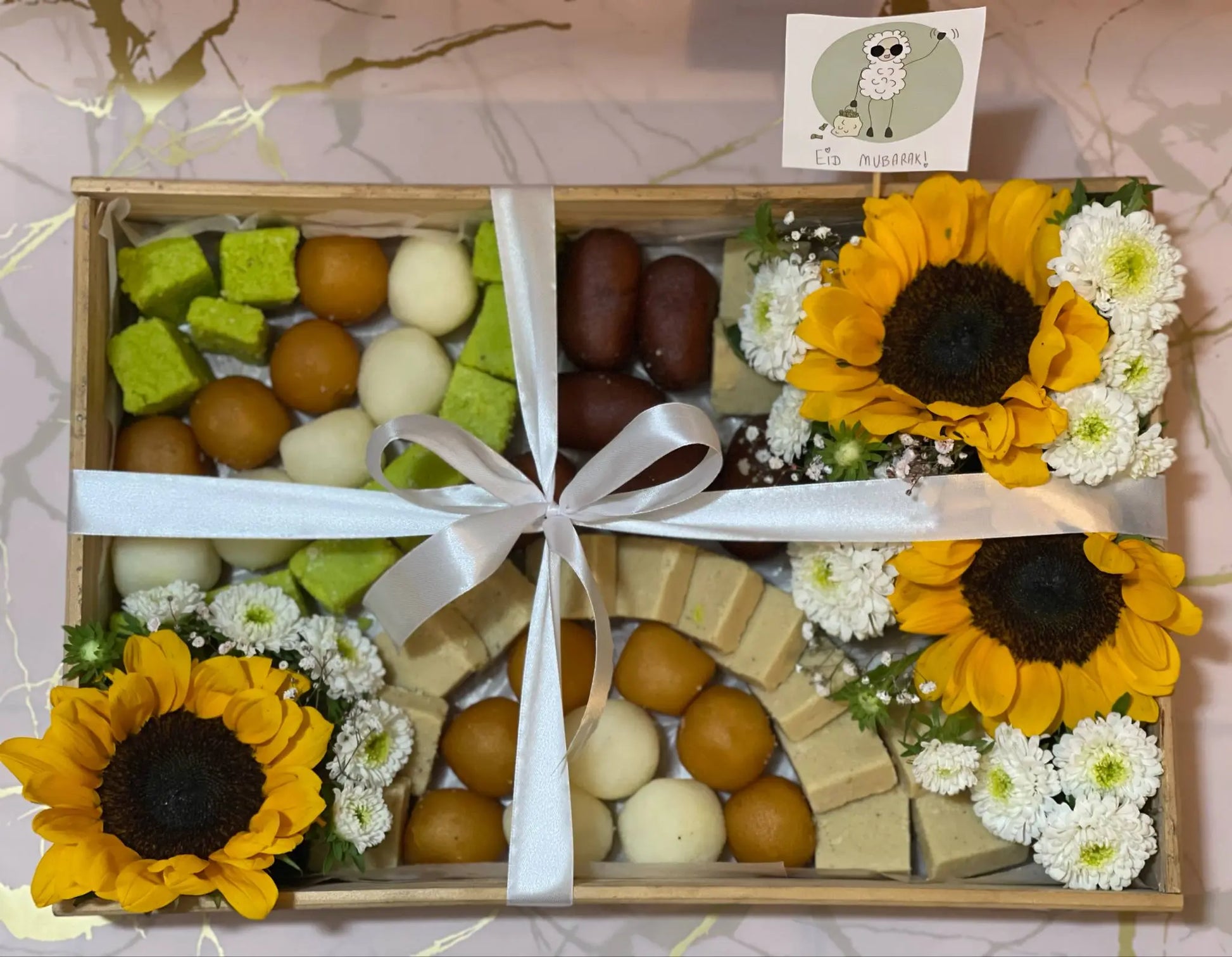 Eid Mubarak and Wedding special mithayi platter with fresh flowers – The LuvBox PK