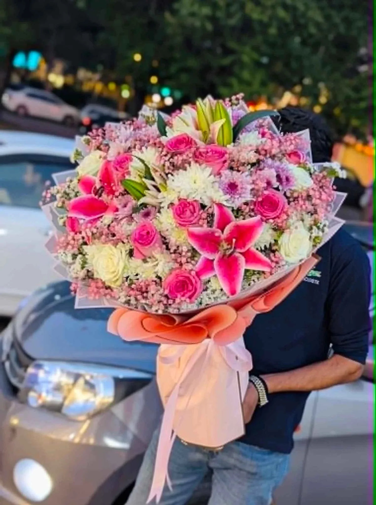 Sunflower bouquet and fresh lily bouquets for flower delivery Islamabad