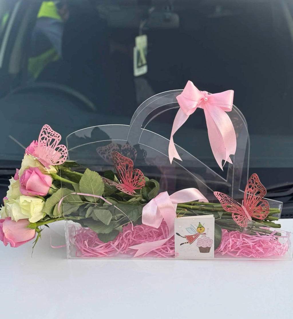 Rosé Luxe – Roses in Acrylic Handbag