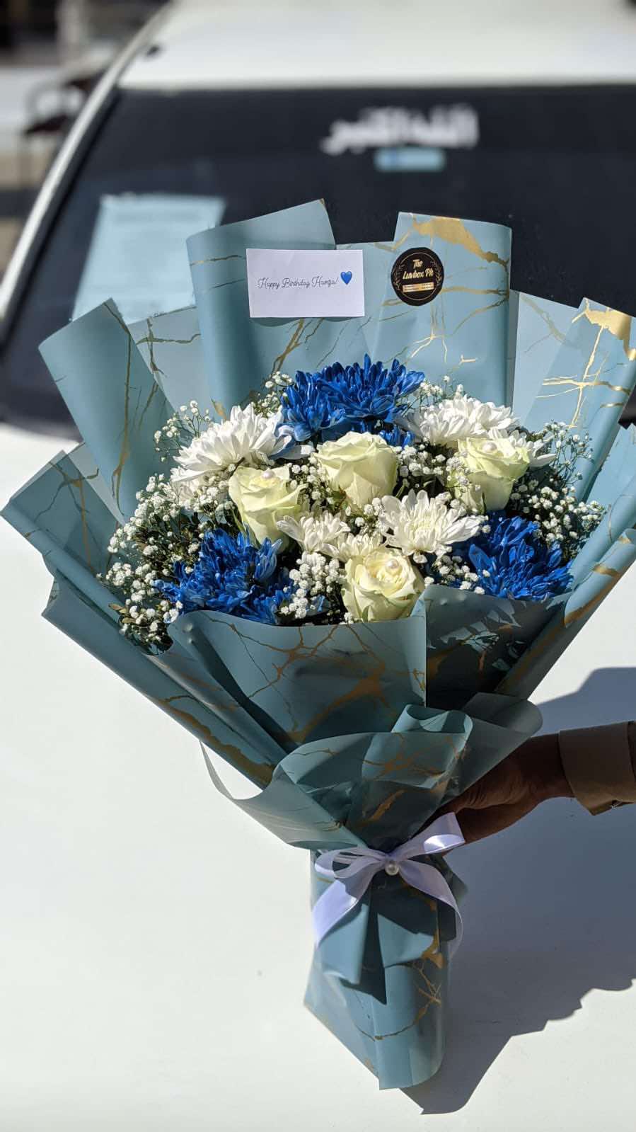 Royal Frost 2 – Blue & White Flower Bouquet for Him