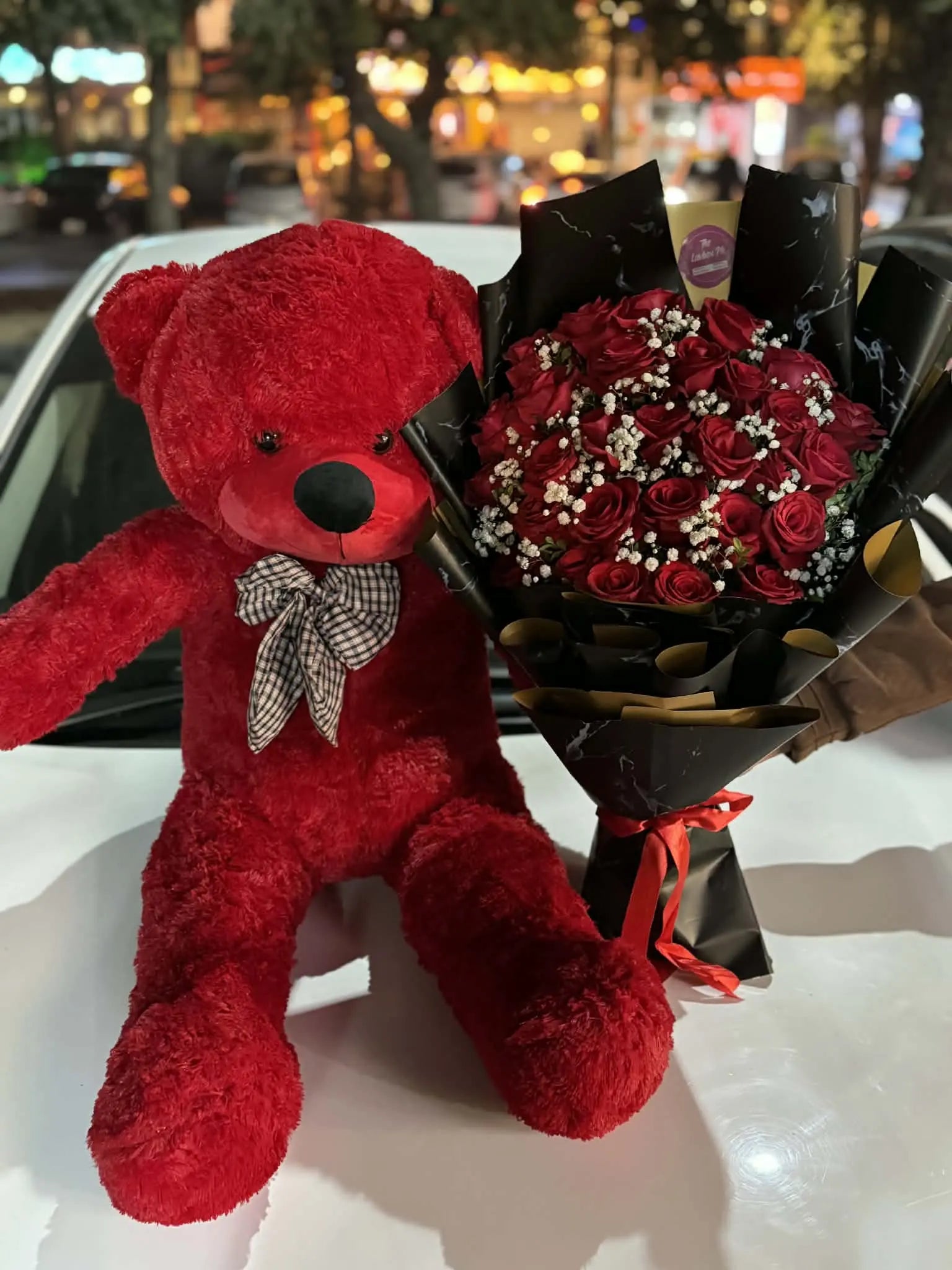 Love You Always ❤️ Teddy & Red Roses Romance Combo