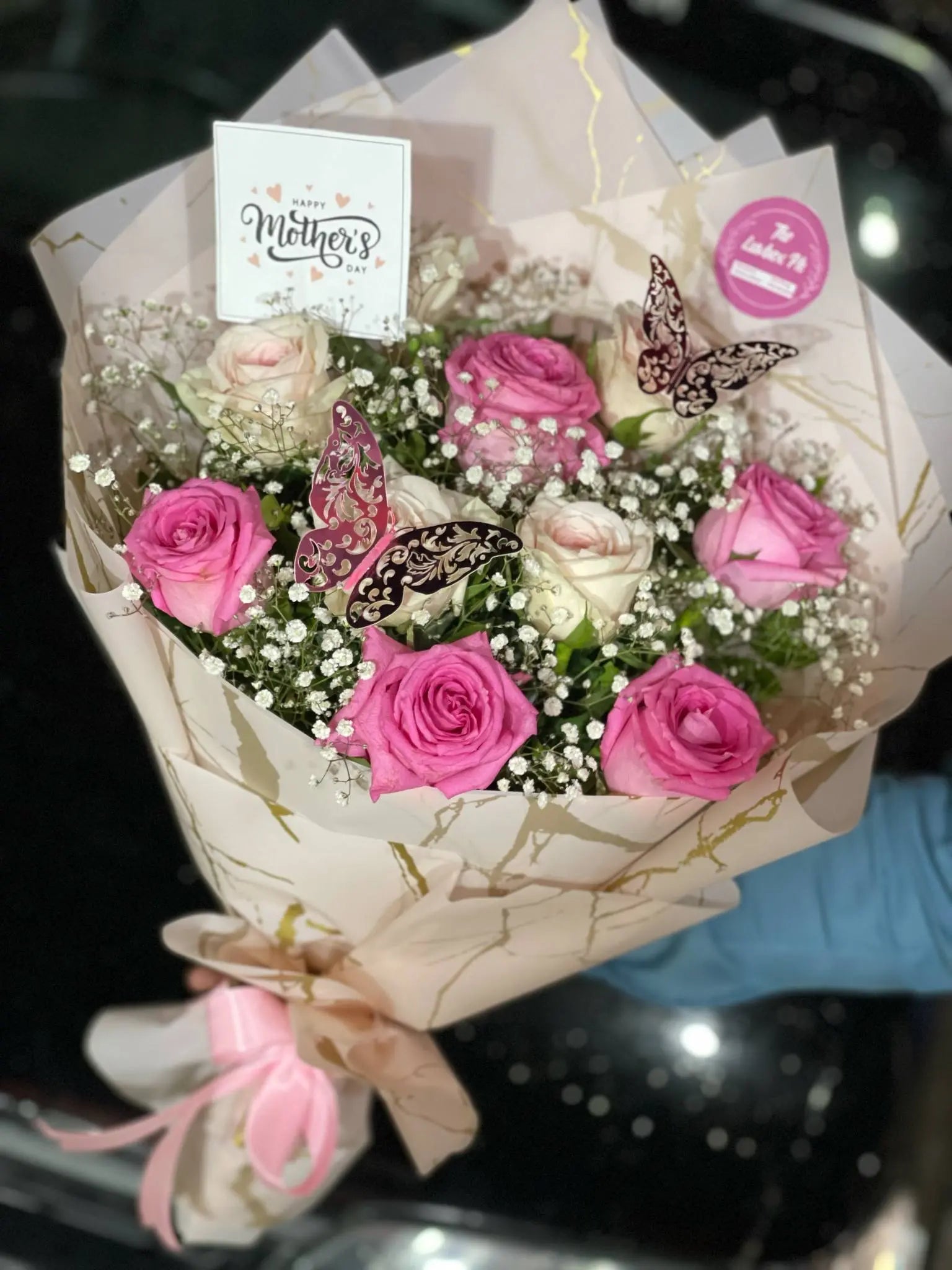Eternal Grace – Imported Pink & White Roses Mother’s Day Bouquet