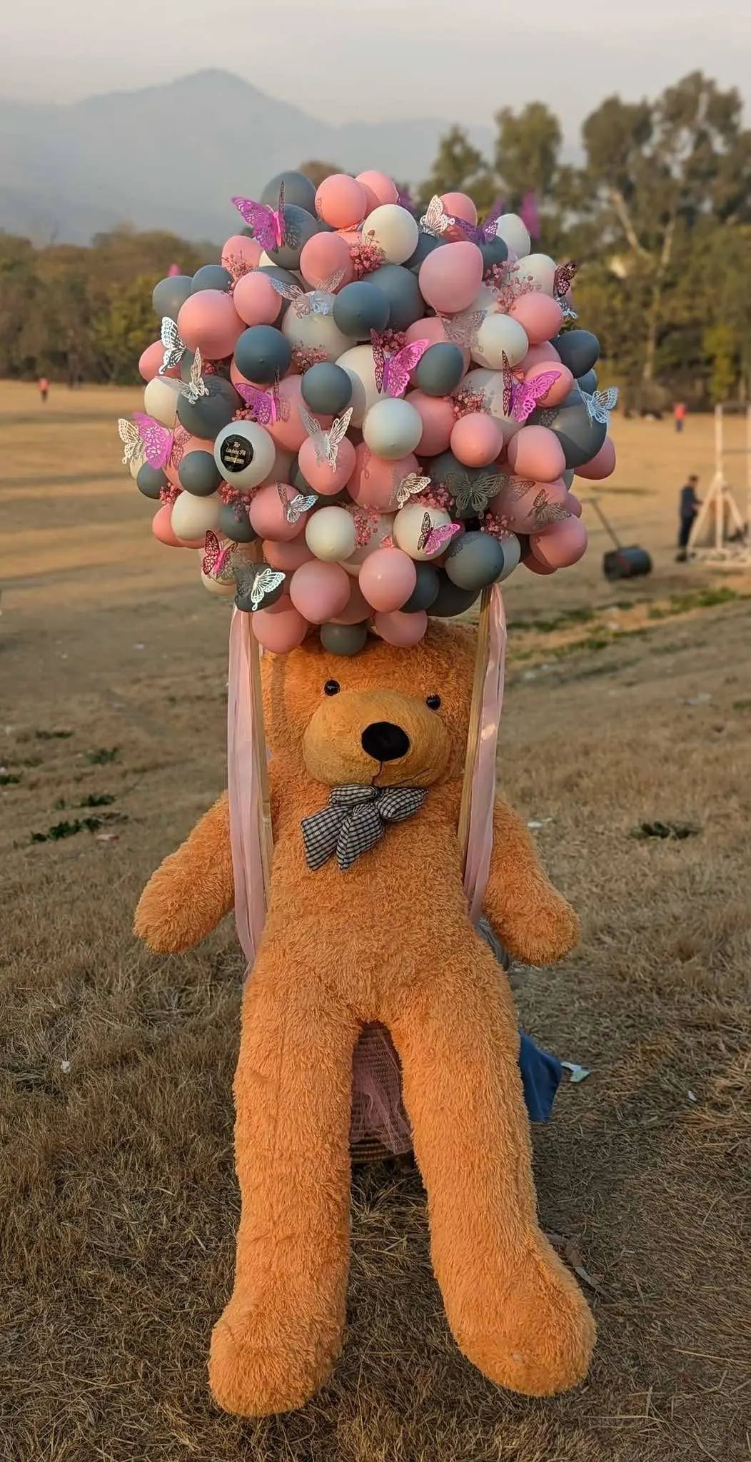 Teddy Surprise Balloon Basket – 4 Ft Teddy in Luxe Balloon Decor