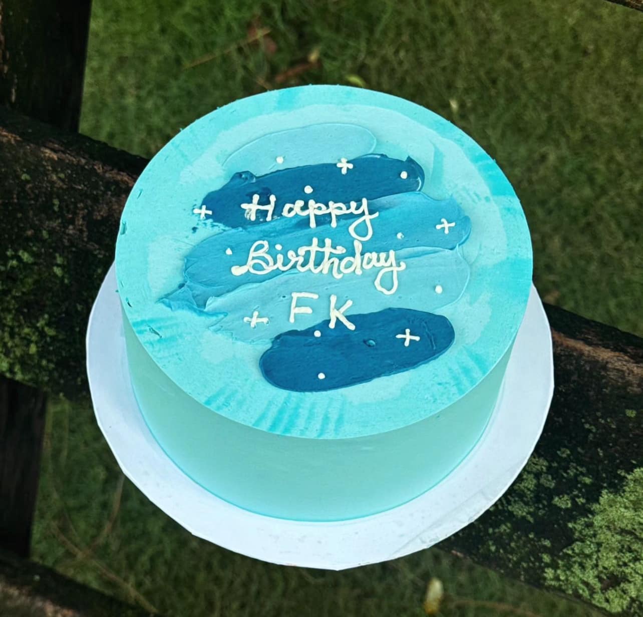 Mocha Mirage Customized Cake – Blue Theme Birthday Cake for Boys