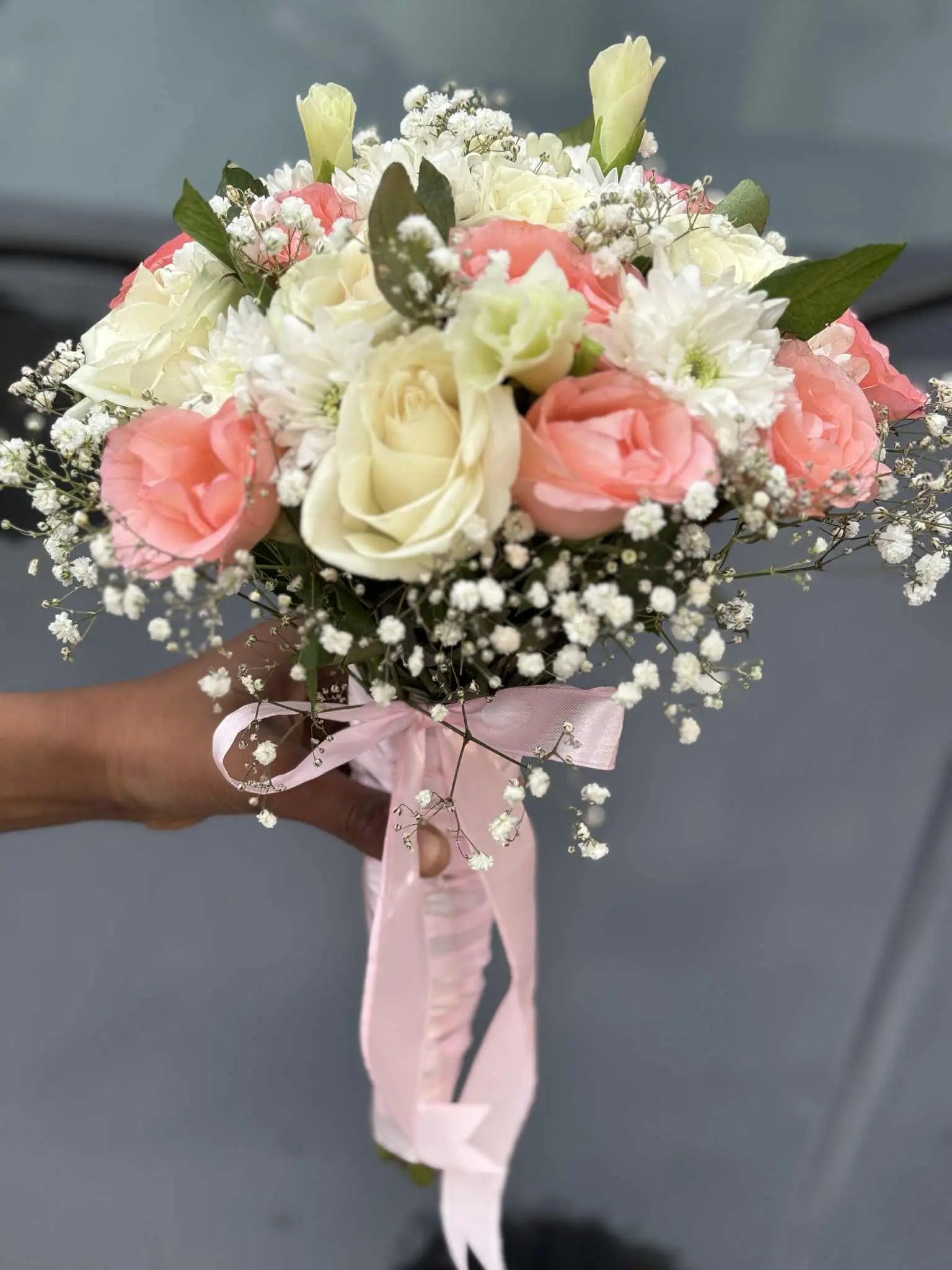 Elegant bridal flower bouquet with fresh seasonal flowers