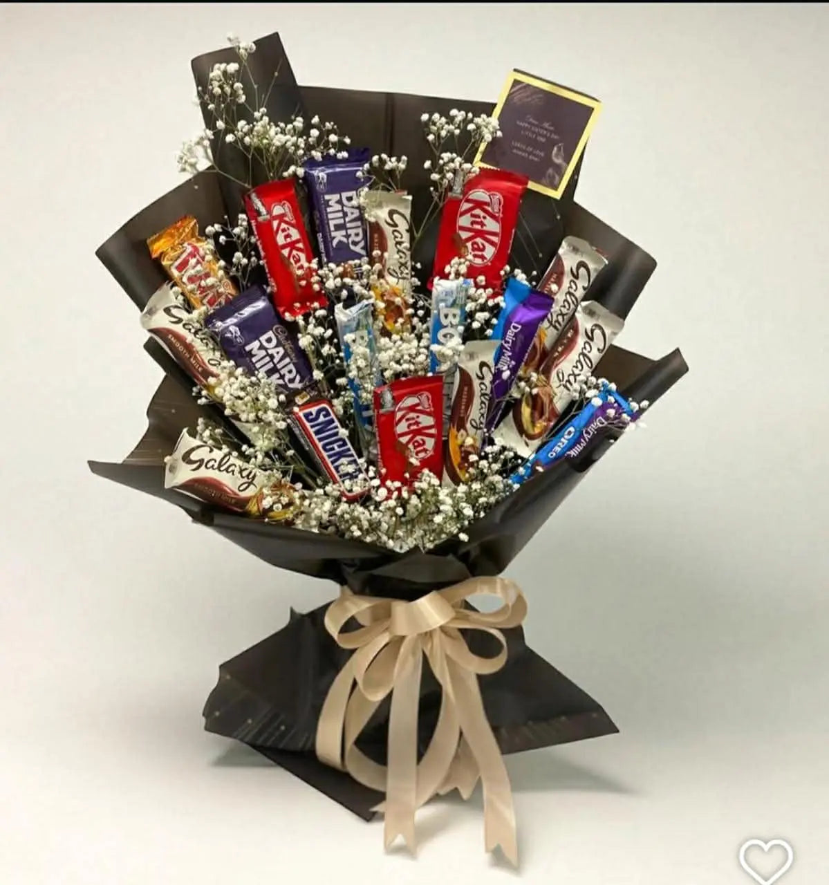 Luxury mixed chocolate bouquet in elegant wrapping with assorted premium chocolates.