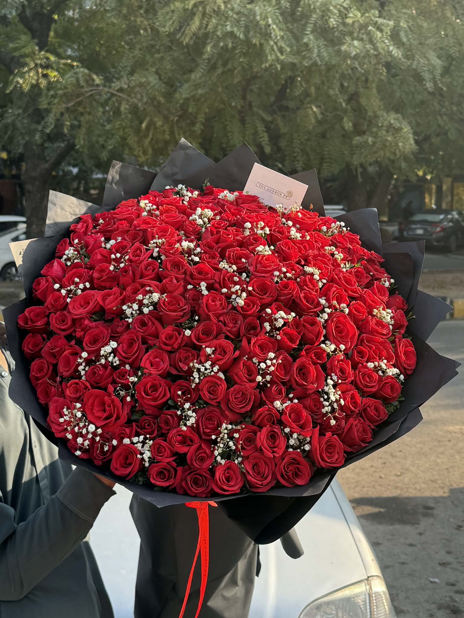 Crimson Majesty ❤️ Oversized Luxury Rose Bouquet (150–200 Roses)