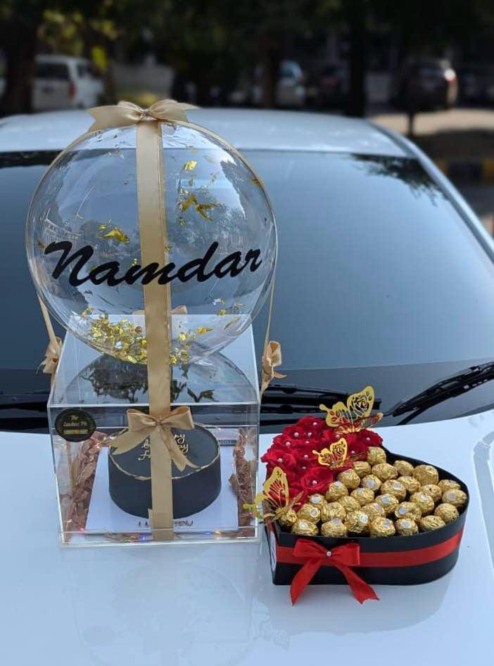 Luxe Heart Combo – Rose Box with Ferrero & Customized Cake