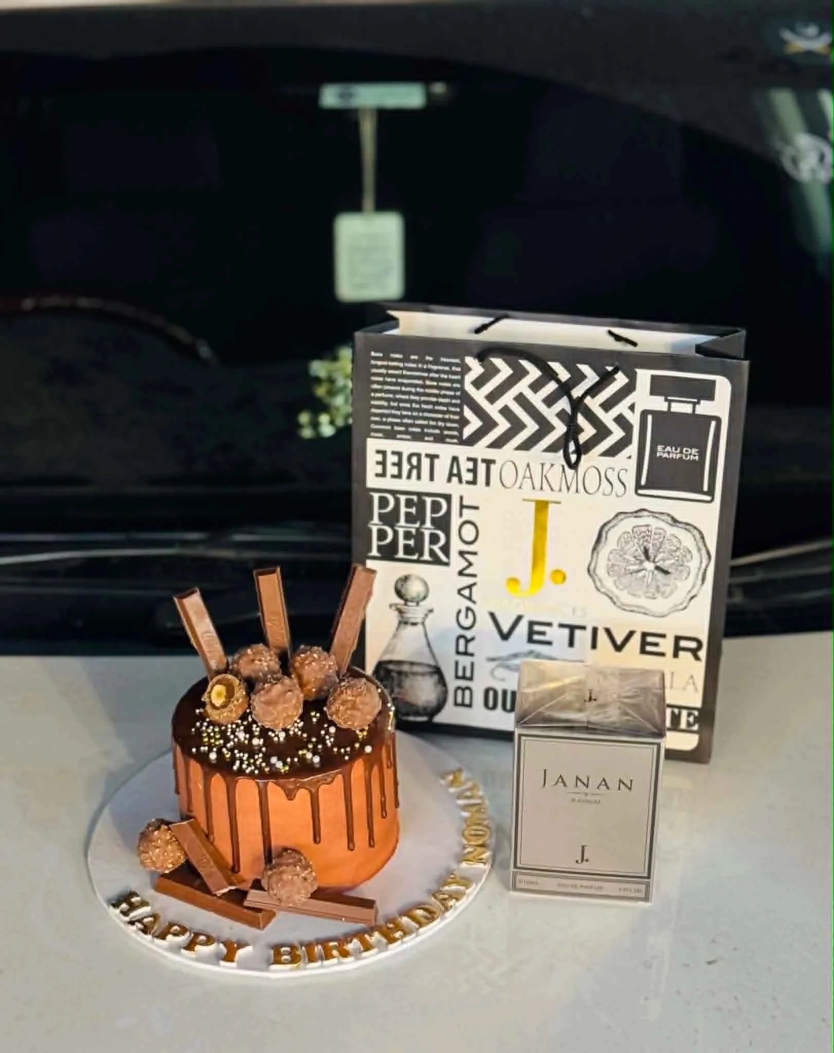 Father’s Day Luxe Combo – J. Perfume & 2 lbs Custom Chocolate Cake