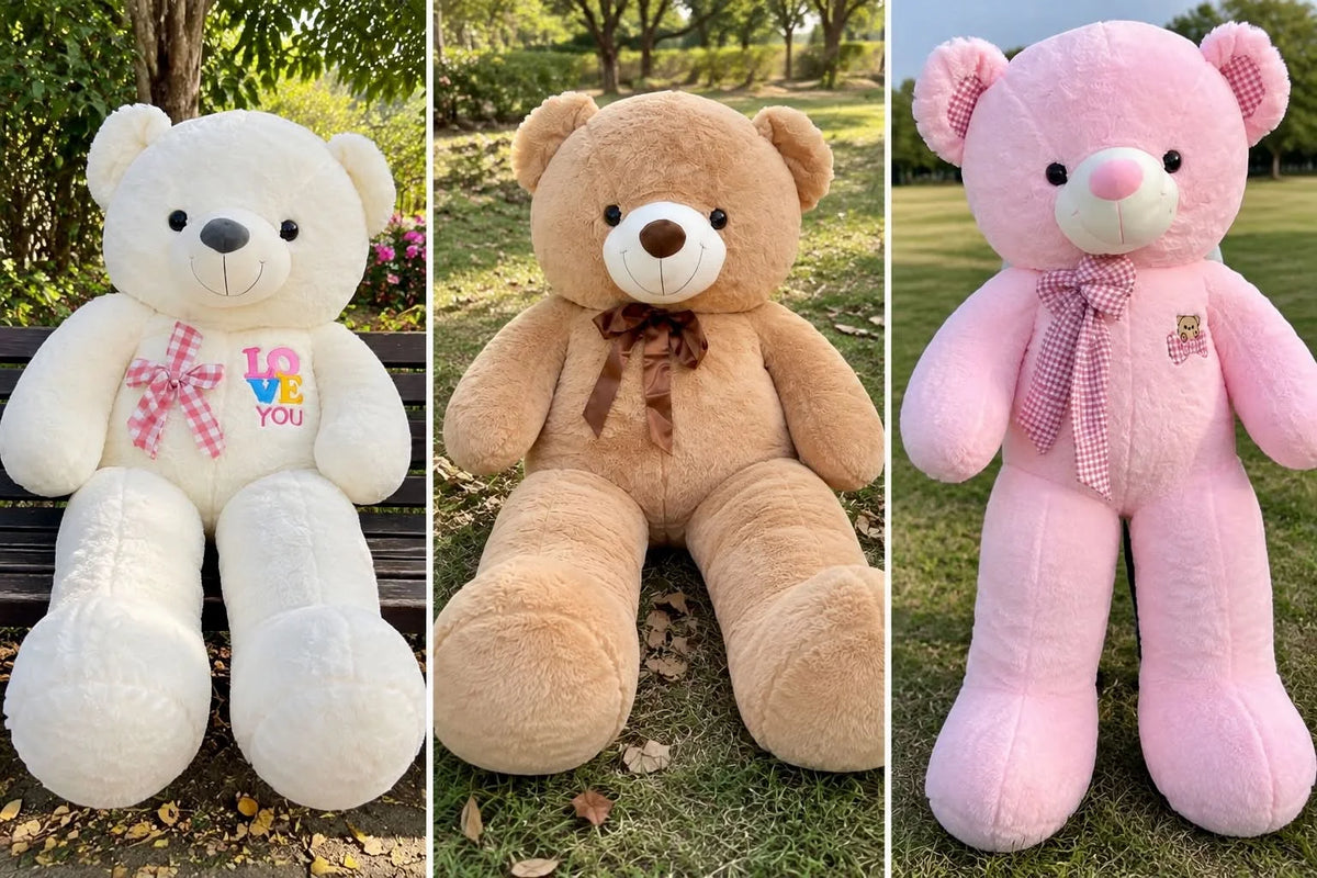 Premium Thai quality 5.5 feet teddy bears in pink white and beige with delivery across Pakistan