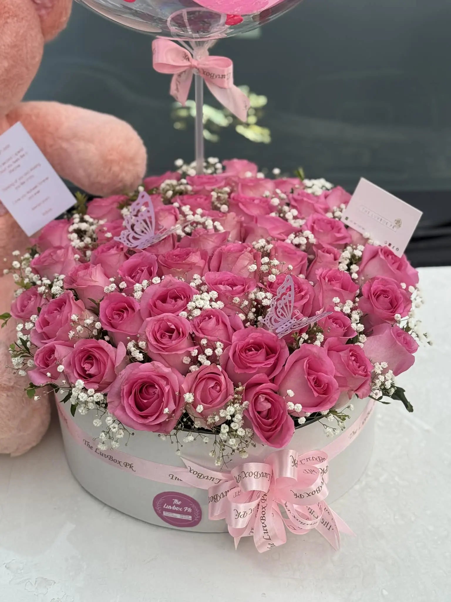 Pink Royale Grande 💗✨ – Luxury Teddy & Imported Rose Box Combo