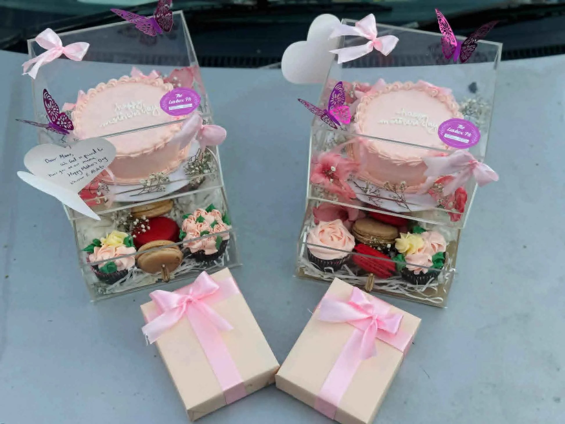 Grace Duo Royale – Mother-in-Law Acrylic Gift Box (Cake, Desserts & J. Perfume Set)