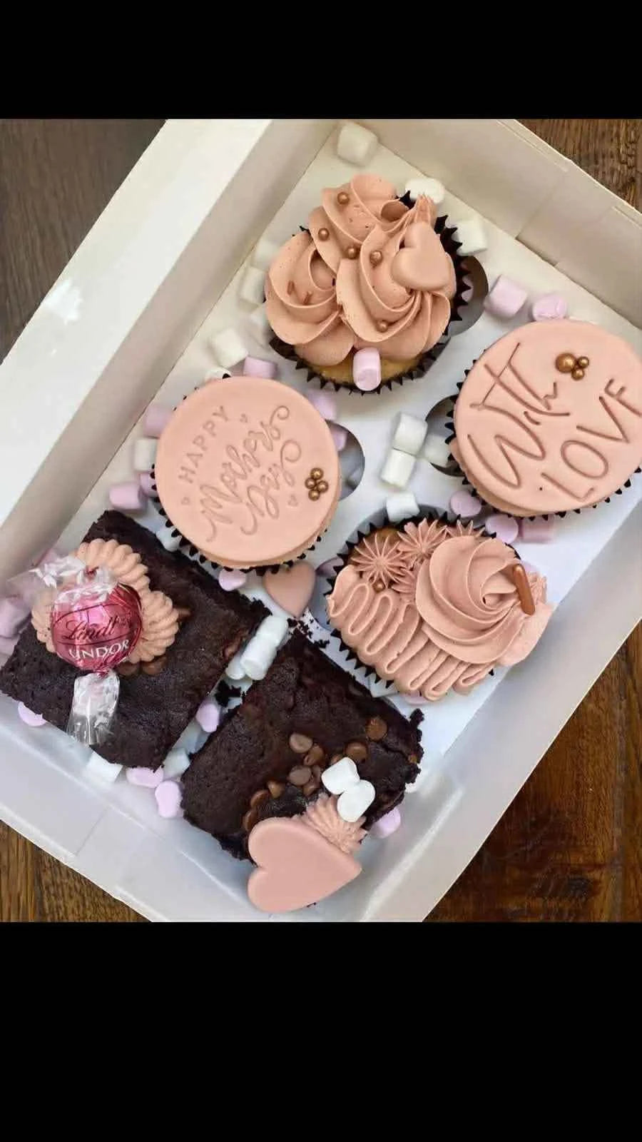Blush Indulgence – Mother’s Day Cupcake & Brownie Luxe Box (Lindor Edition)