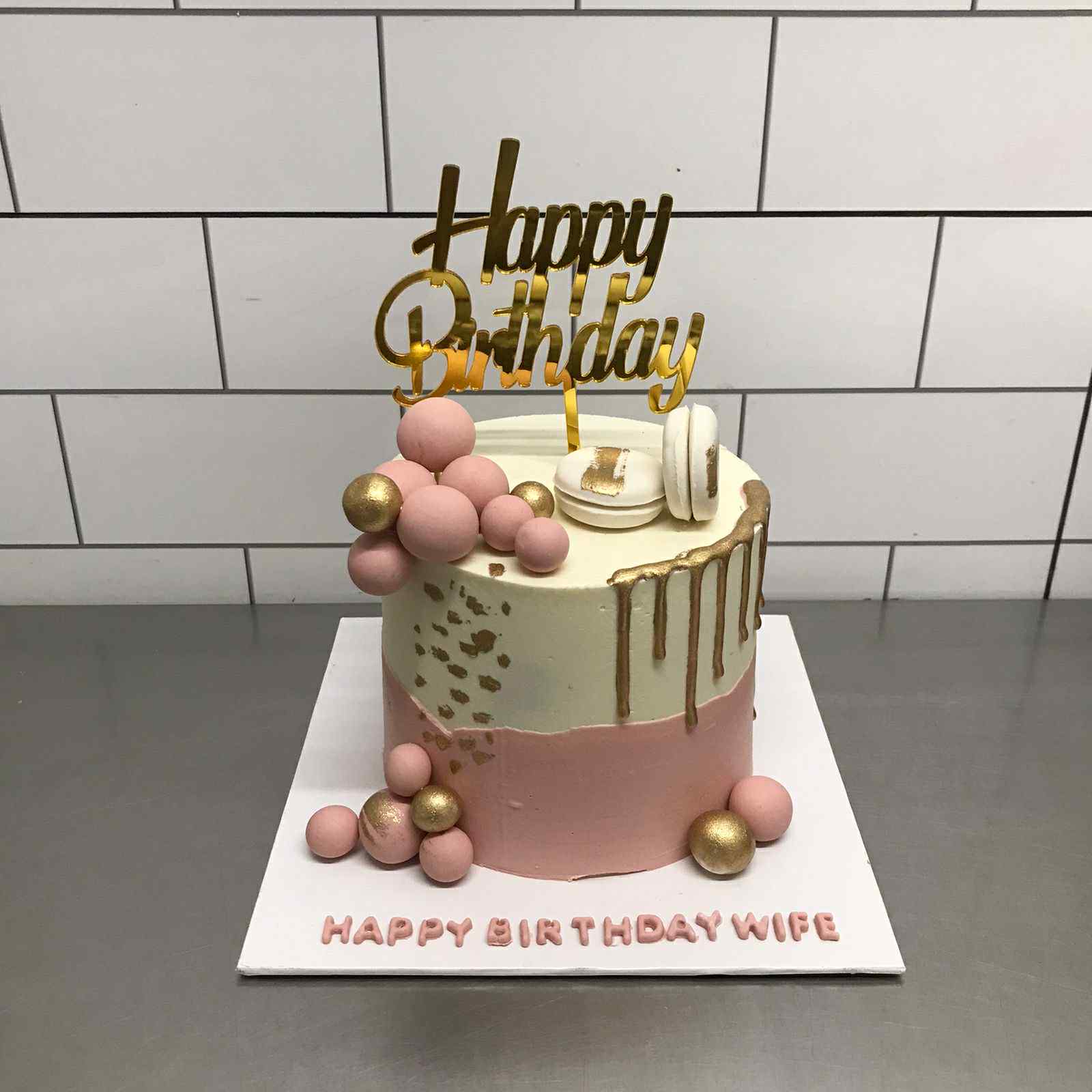 Pink Bliss 3 lbs pink-themed customized birthday cake with topper – perfect gift for her.